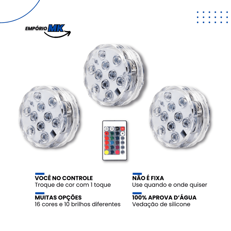 Lâmpada LED Subaquática - 100% Aprova d'água [COMPRE 2 LEVE 3] Empório MK