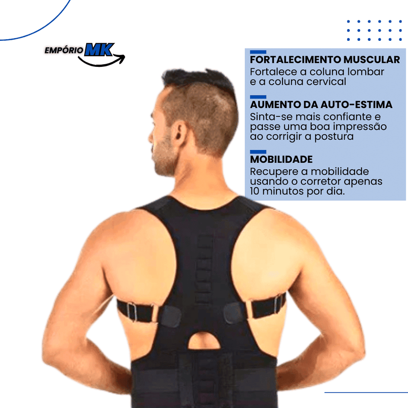 Corretor Postural - Fortalecimento da Coluna Lombar e Cervical - Empório MK