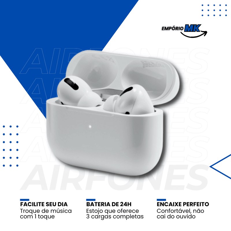 AirFones© - Fone Bluetooth com Bateria de 24 Horas de Duração [BRINDE EXCLUSIVO - CASE PROTETORA + FRETE 100% GRÁTIS] shopee