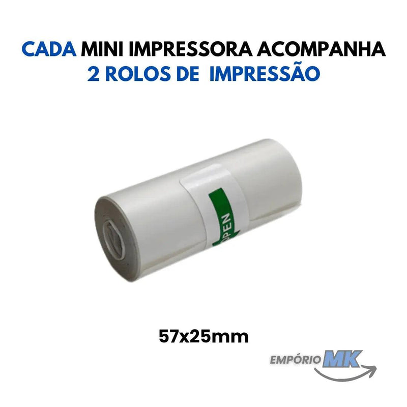 Impressor MK© Impressora Portátil [COMPRE E GANHE: 1 E-BOOK DE RECEITAS INFANTIL + 1 CARTILHA DE ATIVIDADES DIGITAL + FRETE GRÁTIS] - Empório MK