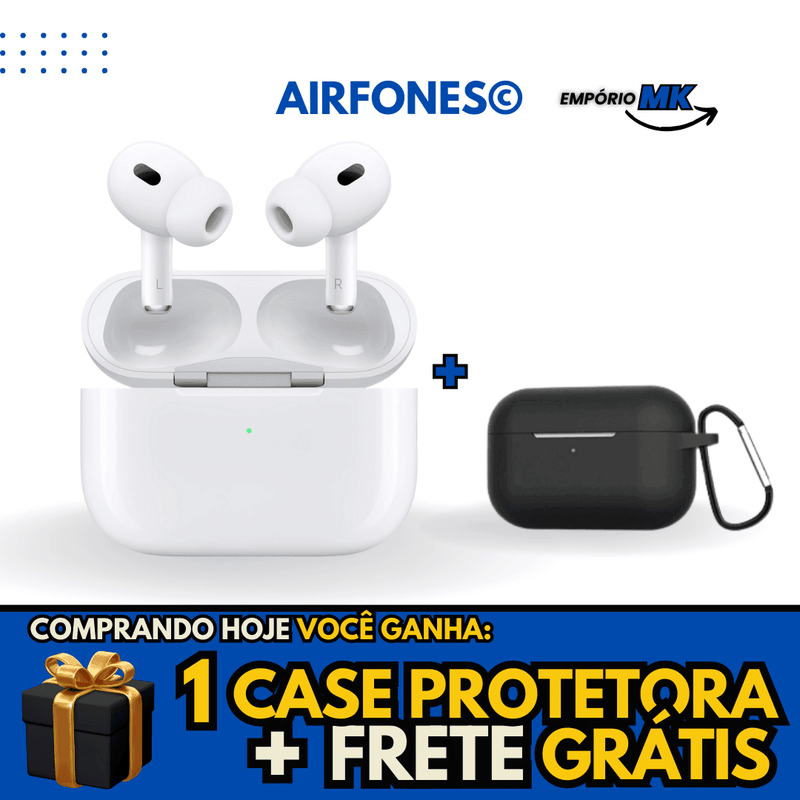 AirFones© - Fone Bluetooth com Bateria de 24 Horas de Duração [BRINDE EXCLUSIVO - CASE PROTETORA + FRETE 100% GRÁTIS] shopee