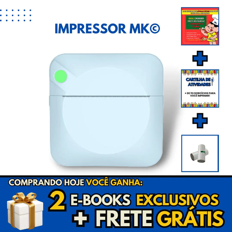 Impressor MK© - Impressora Portátil [GANHE 3 BRINDES EXCLUSIVOS + FRETE GRÁTIS]